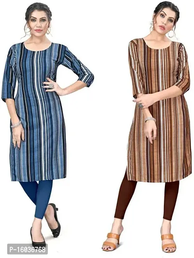 Stylish Printed Crepe Kurta For Women Pack Of 2-thumb0