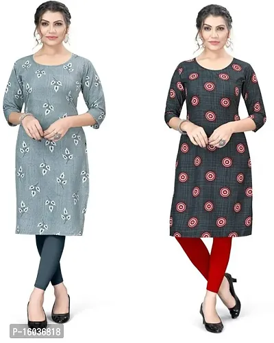 Stylish Printed Crepe Kurta For Women Pack Of 2-thumb0