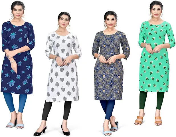 Stylish A-Line Crepe Kurta Pack Of 4