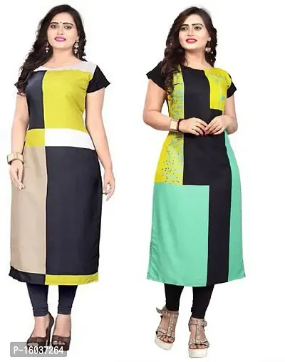 Stylish Printed Crepe Kurta For Women Pack Of 2