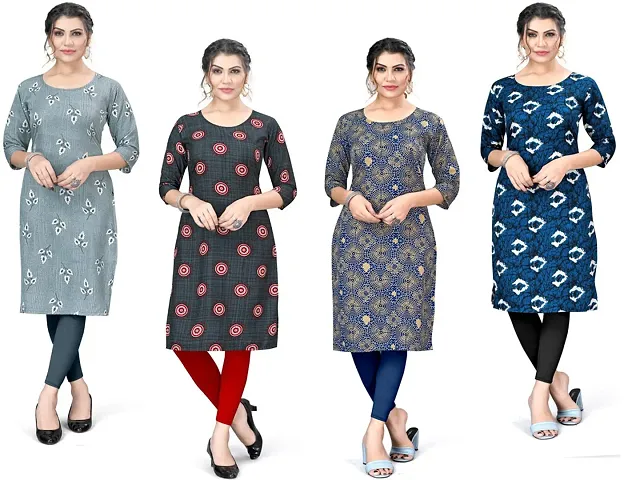 Stylish A-Line Crepe Kurta Pack Of 4