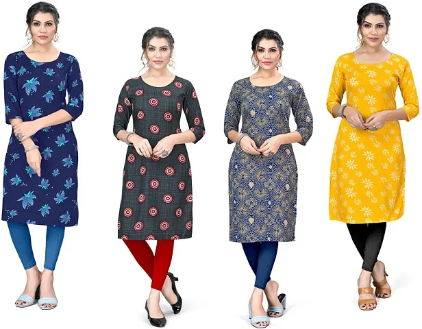 Stylish A-Line Crepe Kurta Pack Of 4