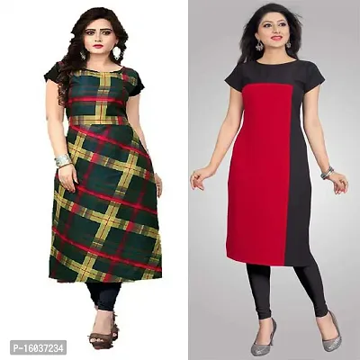 Stylish Checked Crepe Kurta For Women Pack Of 2