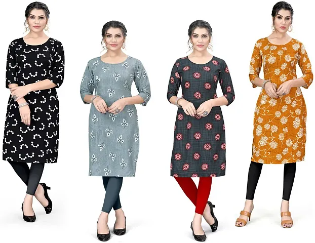 Stylish A-Line Crepe Kurta Pack Of 4