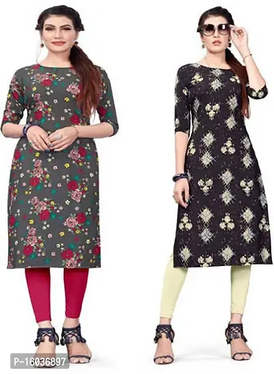 Stylish Printed Crepe Kurta For Women Pack Of 2