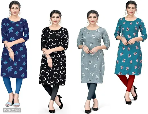 Stylish Fancy Designer Crepe Printed Kurta For Women Combo Of 4-thumb0