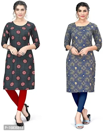 Stylish Printed Crepe Kurta For Women Pack Of 2