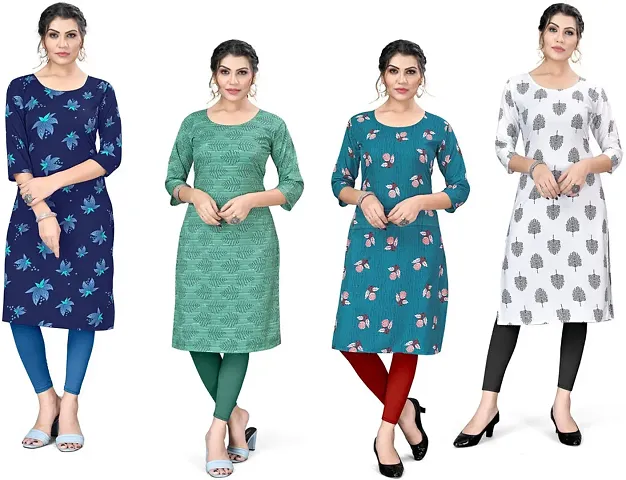 Stylish A-Line Crepe Kurta Pack Of 4