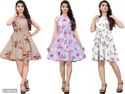 Stylish Fancy Crepe Dresses For Women Pack Of 3