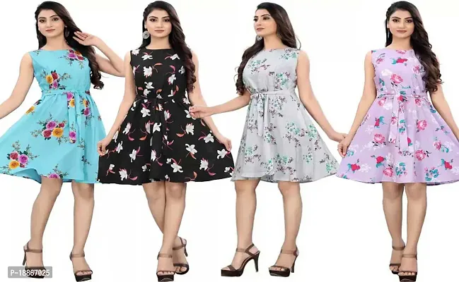 Stylish Fancy Crepe Dresses For Women Pack Of 4