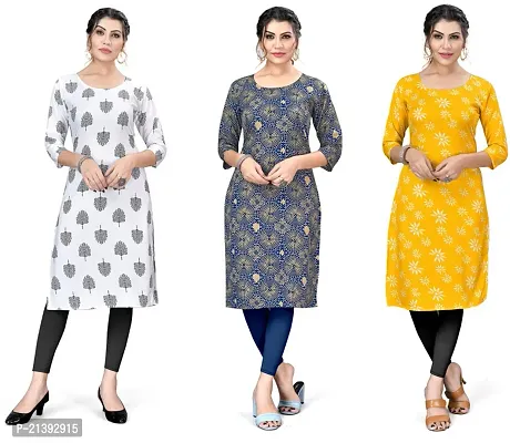 Reliable Crepe Printed Kurta For Women- Pack Of 3-thumb0