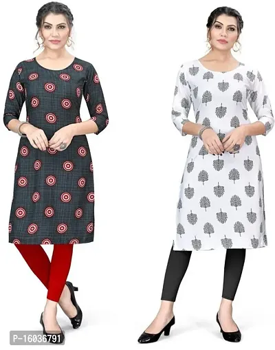 Stylish Printed Crepe Kurta For Women Pack Of 2-thumb0