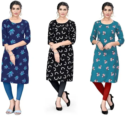 Trandy Crepe Kurti For Women Pack Of 3