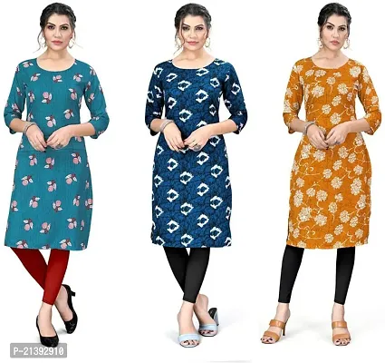 Reliable Crepe Printed Kurta For Women- Pack Of 3-thumb0