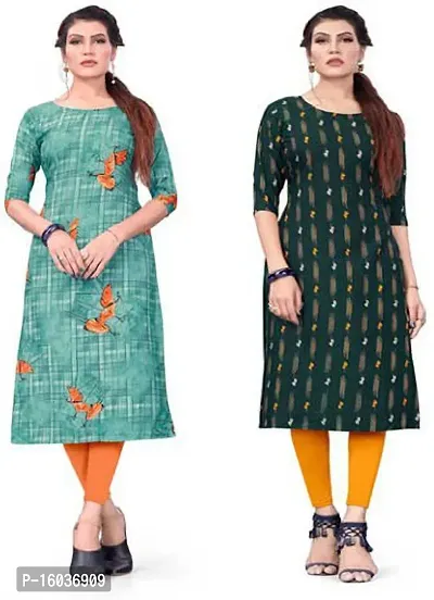 Stylish Printed Crepe Kurta For Women Pack Of 2