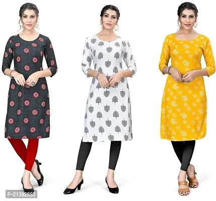 Reliable Crepe Printed Kurta For Women- Pack Of 3