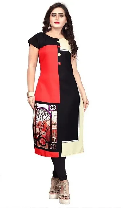 Stylish Crepe Printed Straight Kurtis