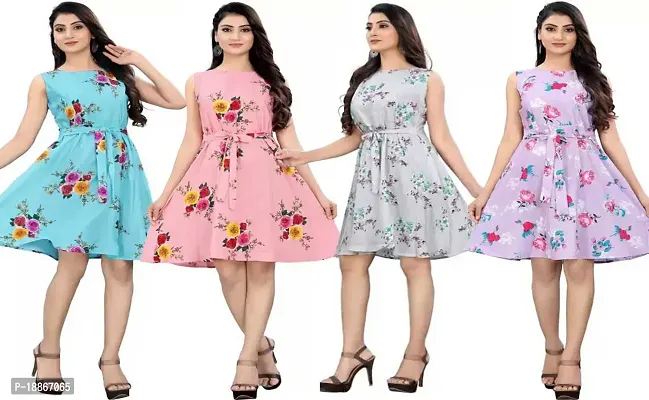 Stylish Fancy Crepe Dresses For Women Pack Of 4