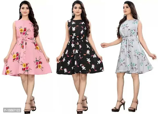 Stylish Fancy Crepe Dresses For Women Pack Of 3