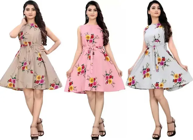 Fancy Crepe Anarkali Printed Kurta - Pack Of 3