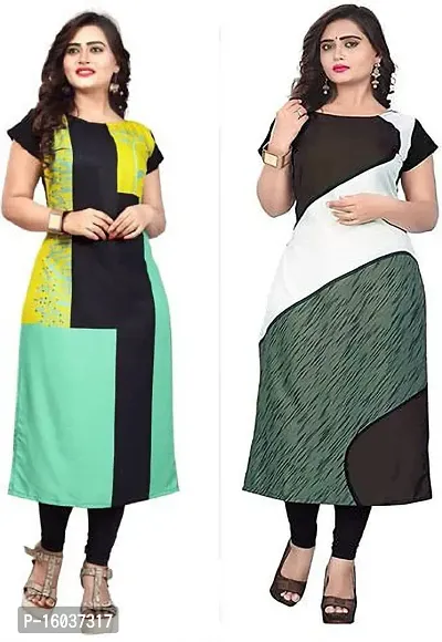 Stylish Printed Crepe Kurta For Women Pack Of 2