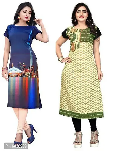 Stylish Printed Crepe Kurta For Women Pack Of 2