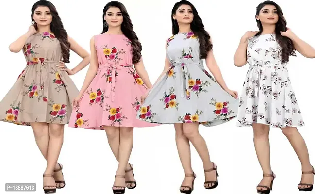 Stylish Fancy Crepe Dresses For Women Pack Of 4