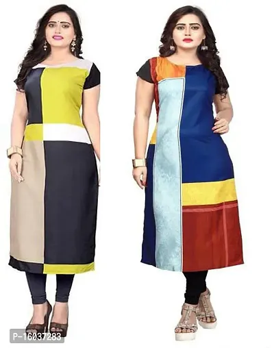 Stylish Printed Crepe Kurta For Women Pack Of 2