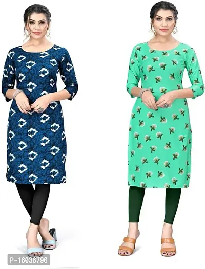 Stylish Printed Crepe Kurta For Women Pack Of 2