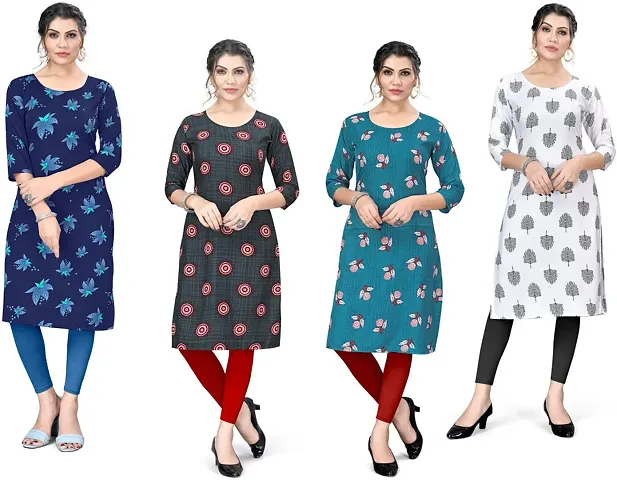 Stylish A-Line Crepe Kurta Pack Of 4