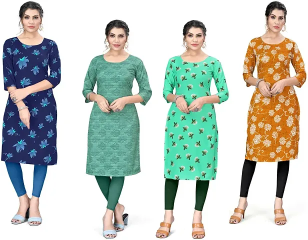 Stylish A-Line Crepe Kurta Pack Of 4