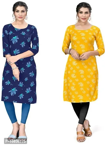 Stylish Printed Crepe Kurta For Women Pack Of 2