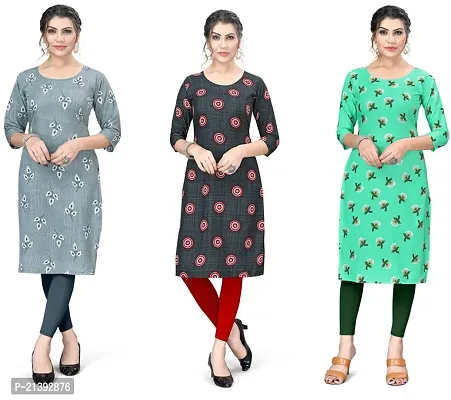 Reliable Crepe Printed Kurta For Women- Pack Of 3