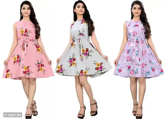 Stylish Fancy Crepe Dresses For Women Pack Of 3