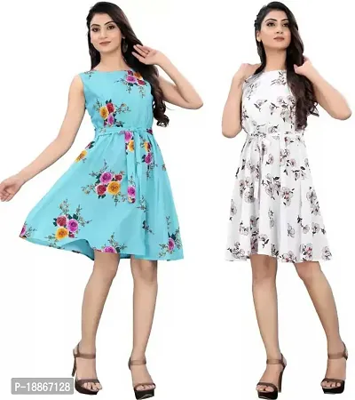 Stylish Fancy Crepe Dresses For Women Pack Of 2-thumb0