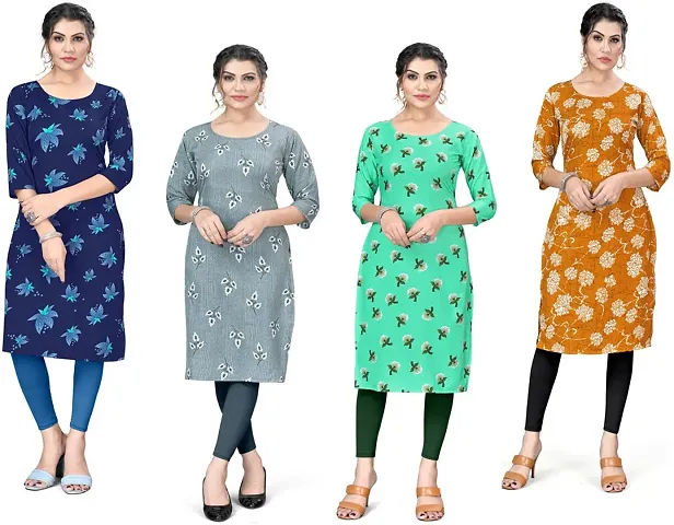 Stylish A-Line Crepe Kurta Pack Of 4