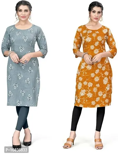 Stylish Printed Crepe Kurta For Women Pack Of 2-thumb0