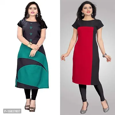 Stylish Colourblocked Crepe Kurta For Women Pack Of 2