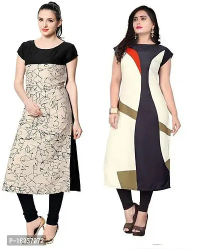 Stylish Printed Crepe Kurta For Women Pack Of 2-thumb0