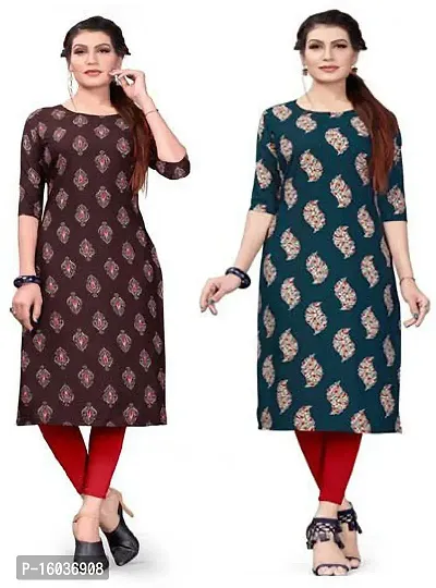 Stylish Printed Crepe Kurta For Women Pack Of 2