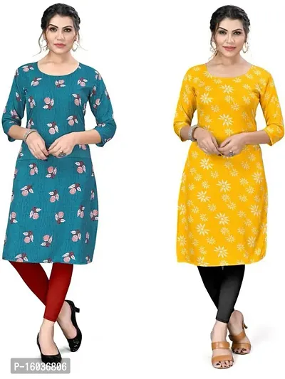 Stylish Printed Crepe Kurta For Women Pack Of 2