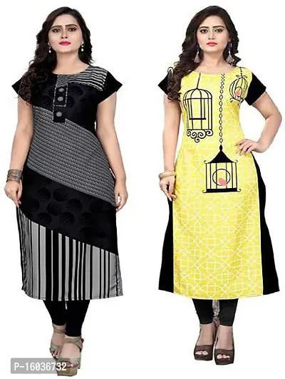 Stylish Printed Crepe Kurta For Women Pack Of 2-thumb0