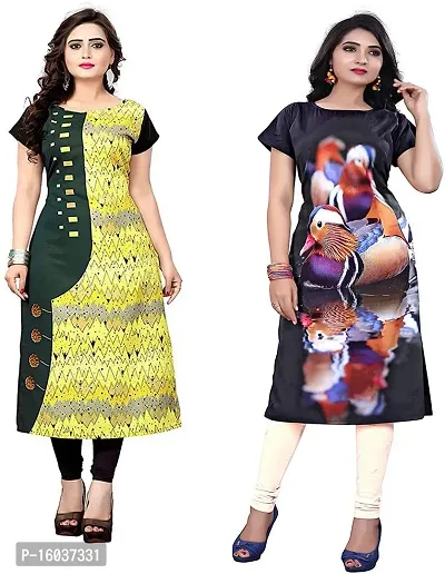 Stylish Printed Crepe Kurta For Women Pack Of 2