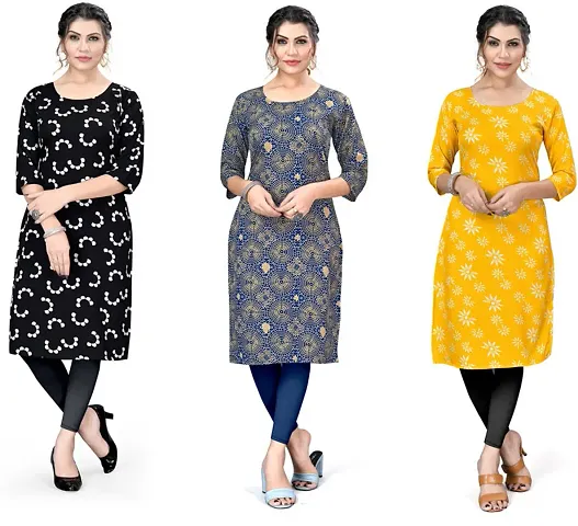 Pack Of 3- Printed Crepe Kurta