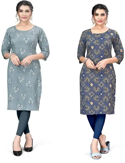 Stylish A-Line Crepe Kurta Combo Of 2