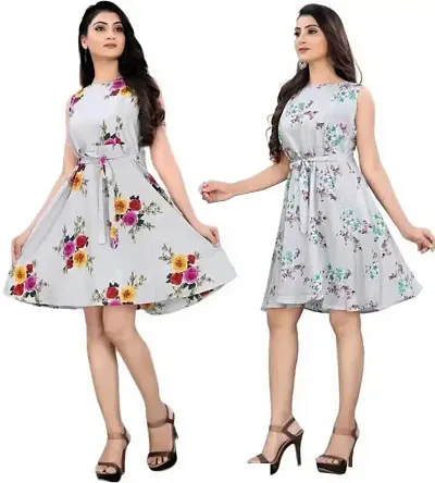 Fancy Crepe Anarkali Printed Kurta - Pack Of 2