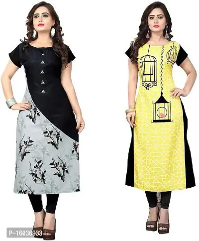 Stylish Printed Crepe Kurta For Women Pack Of 2