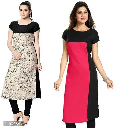 Stylish Printed Crepe Kurta For Women Pack Of 2-thumb0