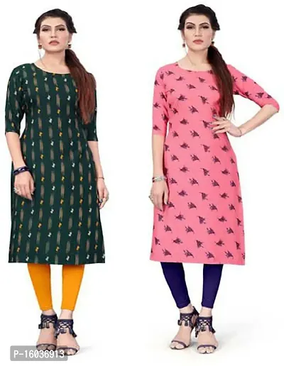 Stylish Printed Crepe Kurta For Women Pack Of 2