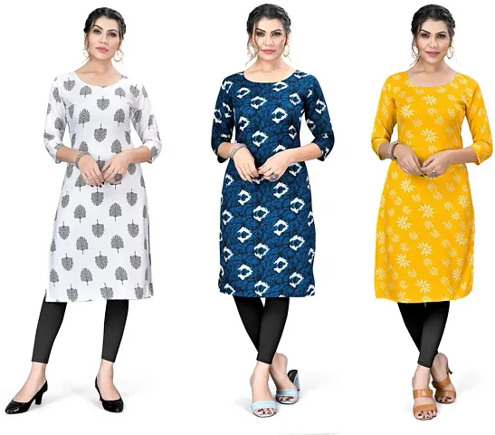 Reliable Crepe Kurta For Women- Pack Of 3